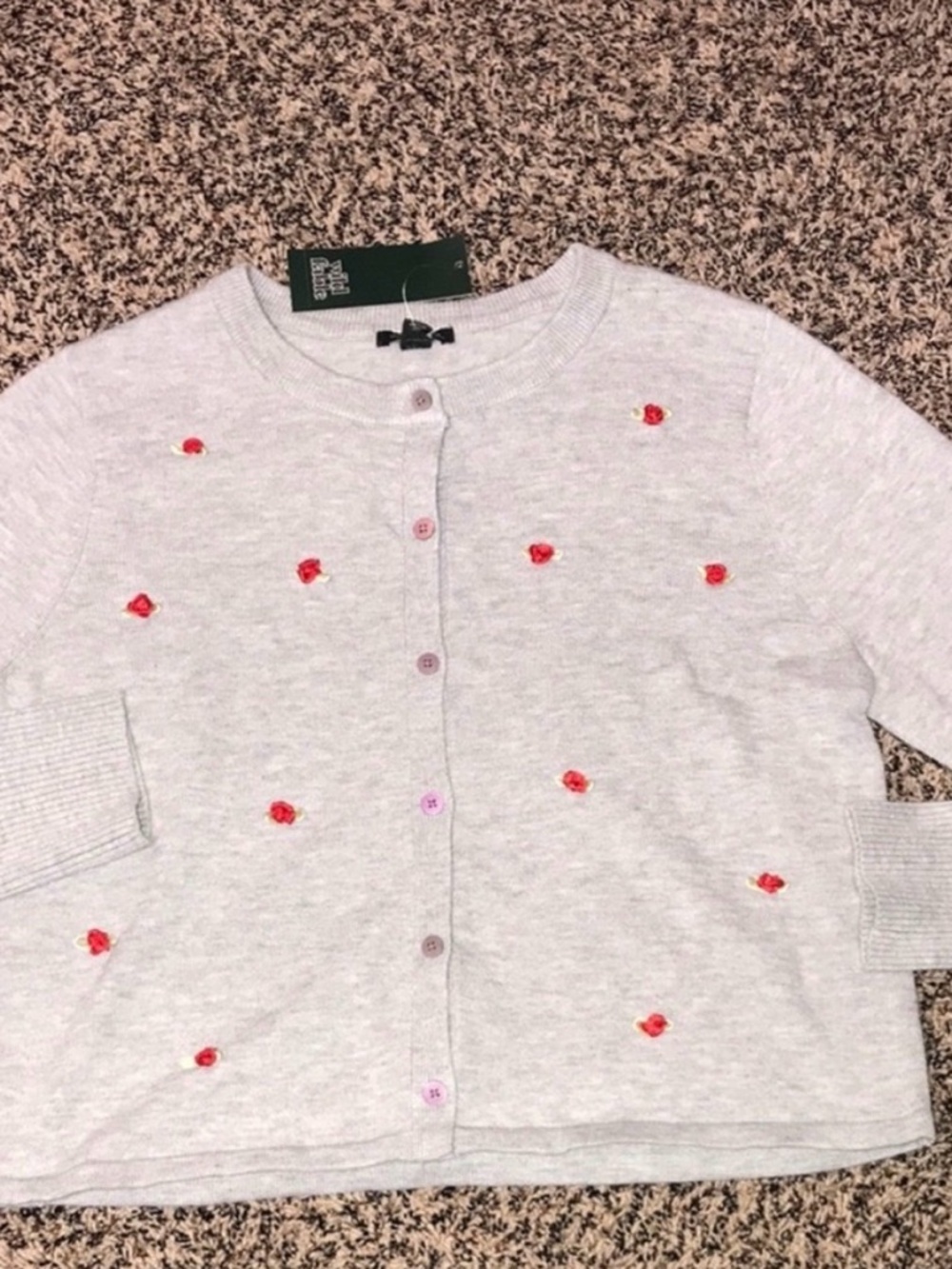 Wild Fable Embroidered Rosette Gray Button Down Soft Cardigan XXL | NWT - Picture 3 of 9